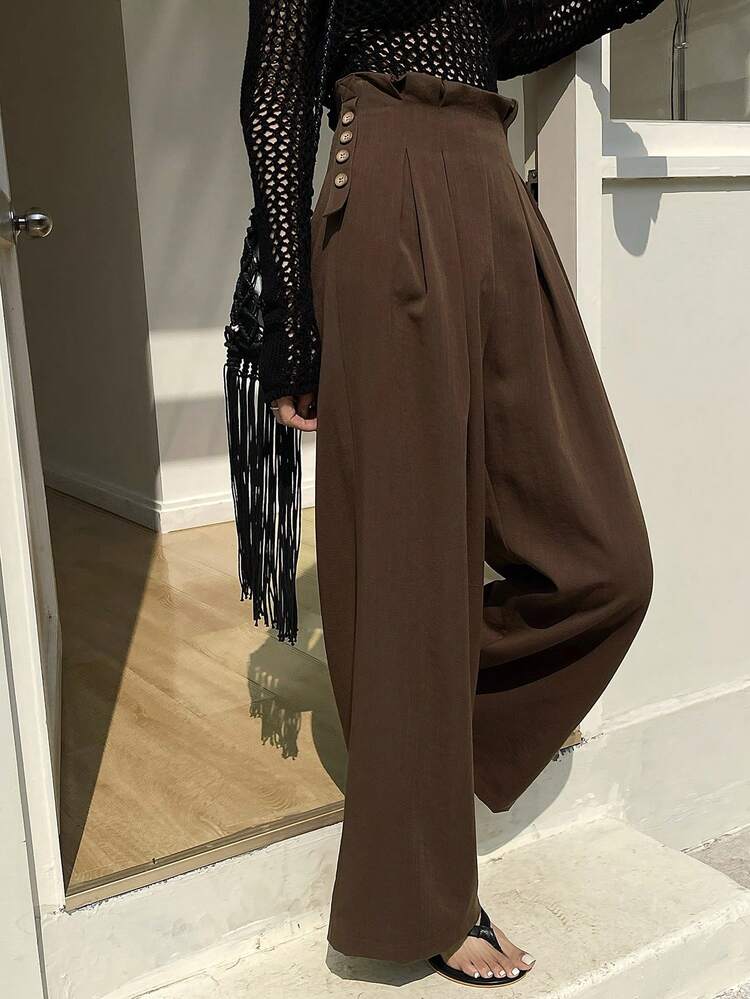 Women's Elegant Pleated Casual Pants For Commuting, Spring