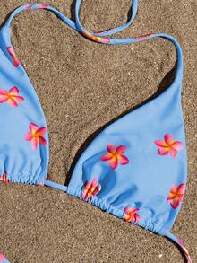 Swim Mod 2pcs/Set New Ditsy Floral Multi-Color Triangle Halter Sexy Bikini Swimwear Set For Women - Multicolor - View 6