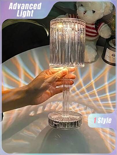 1PC Crystal Table Lamp, Atmosphere Lamp USB Three-Color Touch Model Small Night, Decorative Table Lamp, Diamond Crystal Table Lamp, For Room Decor Desk Lamp, Bedroom, Living Room, Kitchen, Dining Room Lamp