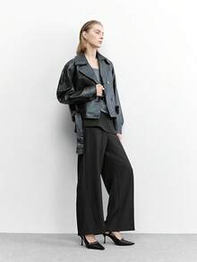 CUCCOO BIZCHIC Women's Pointed Toe Black Matte Patent Leather Metal Buckle Strap Backstrap Hollow-Out Fashionable Sexy Date Night High Heels - Black - View 6