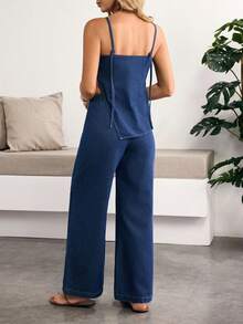 Breezaya 女士休闲牛仔连体裤，夏季 - 藍色 - 查看 2