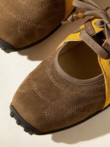 CUCCOO EASI Women's Lace-Up Design Casual Comfortable Sneakers For Daily Wear - Brown - View 4