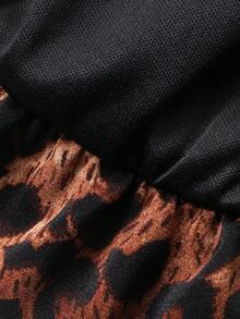 DAZY Áo hai dây cổ chữ V họa tiết da báo gợi cảm dành cho nữ, thiết kế thắt nút bất đối xứng, hở lưng, thích hợp cho mùa Thu/Đông. - Cà phê nâu - Xem 3