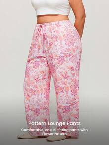 LUVLETTE Summer Plus Size Soft Cotton Patterned Wide Leg Loungewear Pajama Pants Pyjama Cotton Pajamas - Pink - View 9