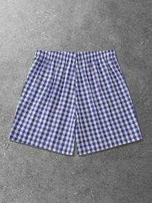 ROMWE MEN Men's Casual Letter Printed Drawstring Waist Loose Patch Shorts - Blue - View 2