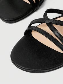 Sleekvia Women Shoes Summer Round Toe Black Stripe Simple Commuter Daily Versatile Occupation Comfortable Wedge Heel Women Sandals Women's Shoes - Black - View 4