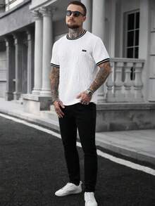 Manfinity CasualCool Áo thun nam cổ bẻ và tay áo phối màu tương phản, phong cách cổ điển, thích hợp mặc hàng ngày, đi chơi cuối tuần, hoạt động ngoài trời, du lịch, môi trường làm việc thoải mái hoặc các dịp bán trang trọng, quà tặng cho bạn trai/chồng, quà kỷ niệm/sinh nhật, tiệc tùng, kỳ nghỉ hè, đám cưới, từ xuân sang hè, lễ hội Mardi Gras. Áo thun nam cổ tròn in chữ nổi hiện đại, tay ngắn màu trắng, thời trang mùa hè, áo thun trắng in hình, áo thun trắng nam, áo thun nam thường ngày, áo thun nam có họa tiết. - trắng - Xem 5