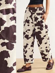 Bohemela Women's Jeans With Elastic Waistband, Loose Fit, Carrot Style, Denim Print.Summer Clothes Spring Break Outfits Carnival Women  Beach Pants  Y2k Women - Multicolor - View 1