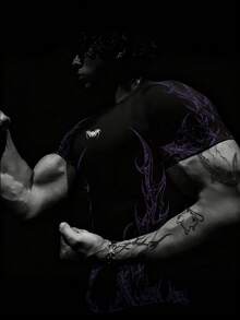 GymBeat 男士哥特印花短袖休闲健身运动T恤 - 彩色 - 查看 1