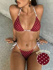 Aloruh Bộ bikini nữ mùa hè mới in họa tiết nhuộm tie-dye, đồ bơi nữ gợi cảm dự tiệc âm nhạc lễ hội với họa tiết vỏ sò óng ánh, trang phục đi biển cho kỳ nghỉ của nữ. - Màu Hoa hồng đỏ - Xem 1