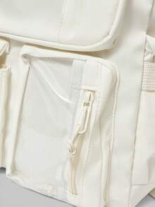 ROMWE 2025 Cute Women Backpacks Waterproof Multi-Pocket Nylon School Backpack For Student Female Girls Kawaii Laptop Book Pack Mochilas - Beige - View 6