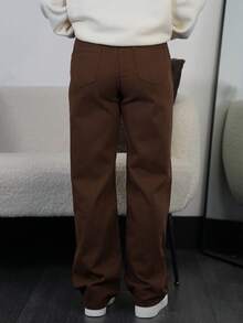 SAYEHFBABY Casual Versatile Low-Waist Straight-Leg Jeans - Chocolate Brown - View 2