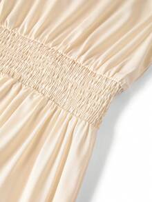 Ellevyn Vestido Longo Feminino Elegante com Cintura Franzida e Babado, Vestido de Verão para Férias, Vestido para Encontros à Noite - Multicolorido - Visão 7