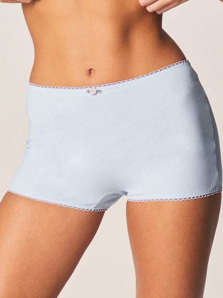 MISSGUIDED High Waisted Boyshort Underwear With Scalloped Trim And Comfortable Cotton Blend Fabric For All Day Support And Coverage