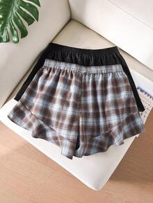 CosyJoli 大码纯色短裤，法式荷叶边下摆 - 彩色 - 查看 4