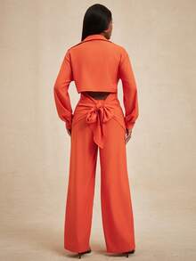 NYA SZN 配套衬衫和阔腿裤 - 紅色 - 查看 2