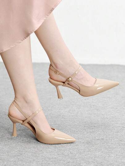 CUCCOO BIZCHIC Women Shoes Pointed Thin High Heel Apricot Fashion Basics Daily Versatile Commuter To Work Shopping Women's High Heel Shoes Slingback Slingback Shoes Women's Shoes Spring Shoes