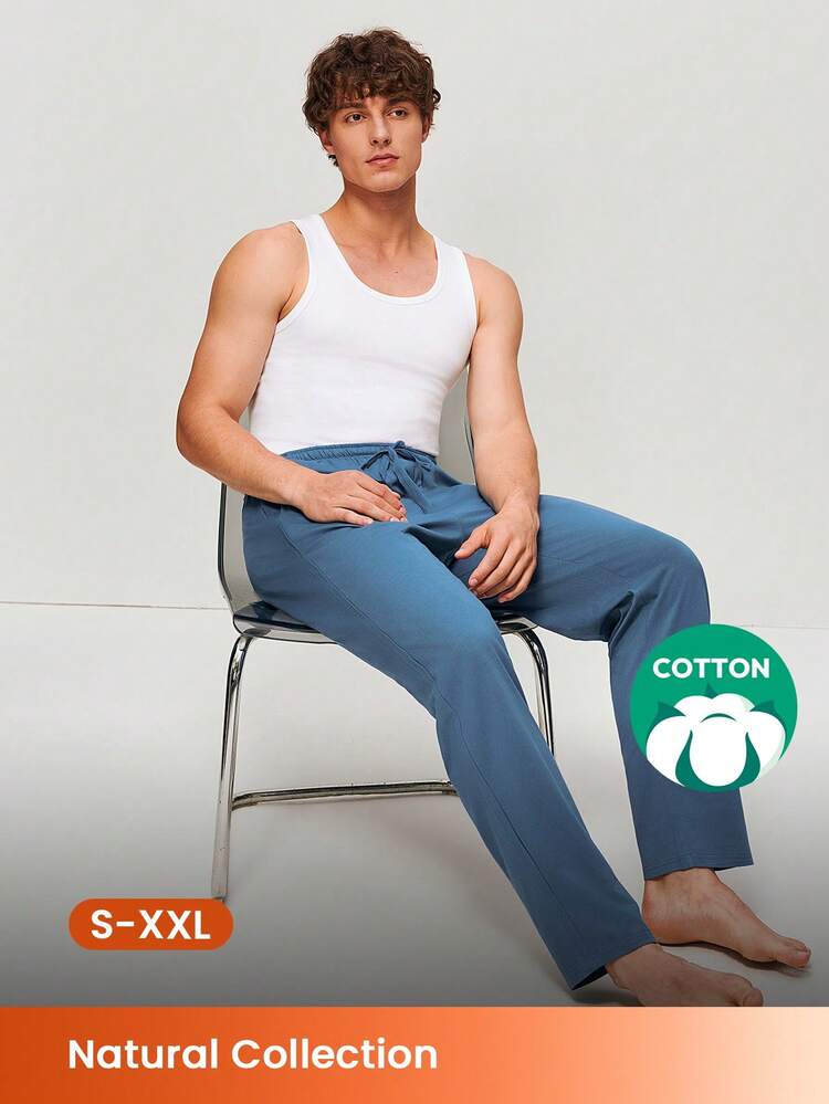 Men Black Basic Bottoms Lounge Pants Pajama Pants