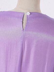 少女休闲可爱蝴蝶印花刺绣3D蝴蝶喇叭袖睡袍 - 紫色 - 查看 6