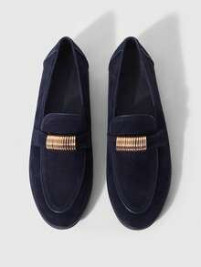 Sleekvia Mocasines planos versátiles y casuales con decoración de flecos para ir y venir - Azul - Ver 2