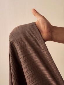 Zivah 2026春夏新款婚礼季、音乐节、复活节、西部风、游牧风、波西米亚风、纳什维尔风格腰带褶裥阔腿裤，带真口袋，竖纹面料，春夏通勤休闲，优雅度假风，休闲长裤 - 咖啡棕 - 查看 8