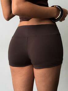 Aloruh Women's Dark Brown Hot Pants With Rivet Decoration, Seductive Micro Shorts For Night Out, Summer Music Festivals, Streetwear, Boho Chic Beach - Brown - View 3