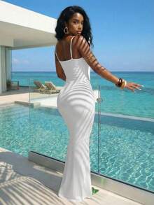 Slaydiva 新款夏季海滩度假日常性感深U领吊带修身大碎花图案女士长裙 - E - 彩色 - 查看 3