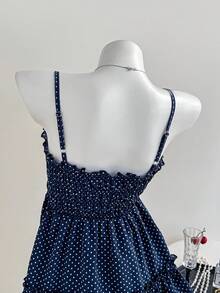 Elamini Women's Vacation Casual Polka Dot Print Frill Trim Camisole - Multicolor - View 2