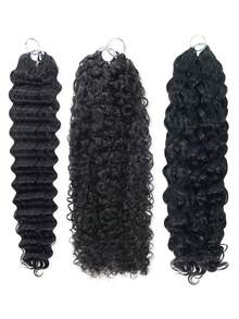 Boho Braids 1 PC Water Wave Narural Đen Crochet Tóc Giả Tóc Người Không Thắt Nút Tách Sẵn Lông Vũ Tóc Người Màu Đen 18-24 Inch 100G - SNatural - Xem 8