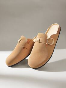 Solecia Women's Casual Slip-On Flat Shoes With Buckle Design, For Daily Wear - Beige - View 6