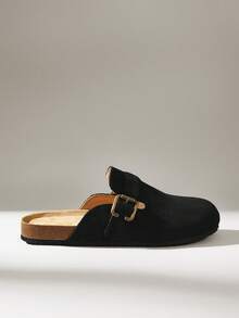 Solecia Women's Casual Versatile Slip-On Buckle Flat Shoes - Black - View 2