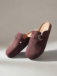 Solecia Women's Casual Versatile Slip-On Buckle Flat Shoes - reddish brown - View 6