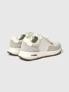 ROMWE Street Life Giày thể thao đế dày cổ điển 2025 Giày thể thao đế dày thường ngày cho nữ, Mùa thu/Xuân - Xám - Xem 6