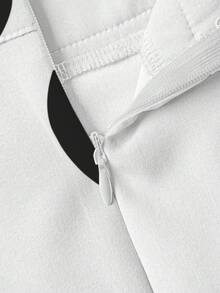 Franclia Petite Spring/Summer Women's Casual Fashion Young Minimalist Versatile Waist Tie Bow Polka Dot Short Skirt - Black and White - View 3