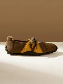 CUCCOO EASI Women's Lace-Up Design Casual Comfortable Sneakers For Daily Wear - Brown - View 2