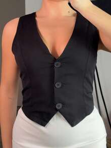 Bethéva Suit Vest Jacket - Black - View 2