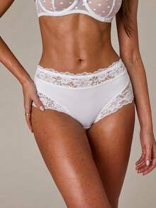 SHEIN BAE 1 pieza Braga de mujer de color liso sencillo con parche de encaje - Blanco - Ver 5