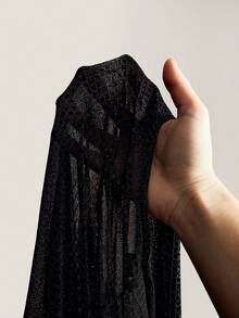 SHEIN ICON Plus Size Women's Gold Plunging Neck Mini Party Dress Black See Through Dress - Black - View 10