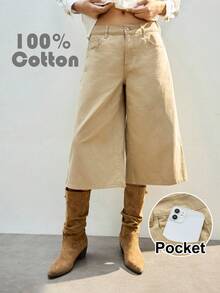 Maija Women's Khaki Jeans Bermuda Shorts Low-Rise Wide-Leg Pants Summer Casual Outfits In Y2K Style - Khaki - View 1