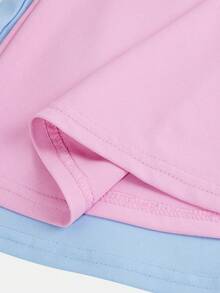 SHEIN Girlism 2pcs/Set Teen Girl Solid Color Casual Daily Vacation Camisole Dress - Pink - View 3