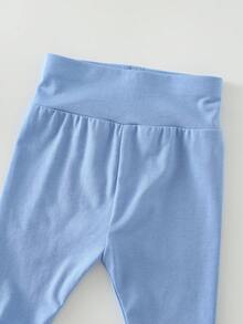 Cozy Pixies 新生儿男女宝宝卡通图案针织柔软圆领长袖连体衣和松紧腰长裤两件套 - 彩色 - 查看 5