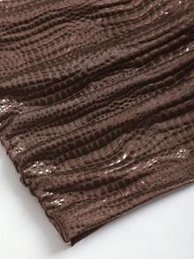 Sweetra Nuevo estilo europeo y americano Sexy top corto casual con cuello halter sin mangas, espalda descubierta, plisado y ajustado. Adecuado para la calle, Y2K, citas, fiestas, versátil - Marrón - Ver 5