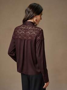 Anewsta High Quality New Fashion Women's Sexy Lace Blouse - Burgundy - View 6