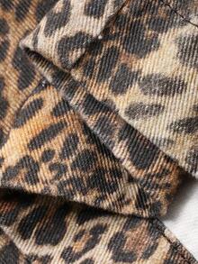 DAZY Women's Loose Fit All-Over Leopard Print Relaxed Denim Jeans - Brown - View 3