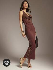 SHUZIA Wide-Fit Women's Metallic PU Point Toe Sexy High Stiletto Ankle Strap Heel Sandals - Gold - View 4