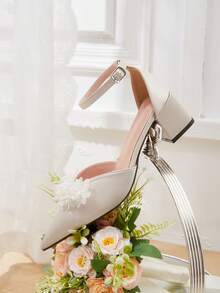 CUCCOO HITCHD Women's Pointed Toe Buckle Design Everyday Versatile Fashion High Heels Valentine's Day - Apricot - View 6