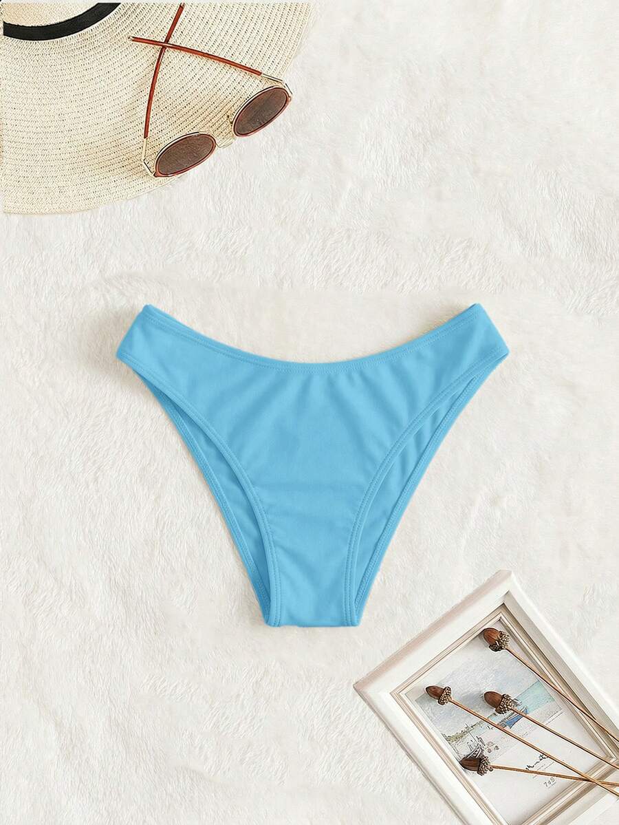 Swim Vcay Quần bikini màu trơn, thích hợp cho kỳ nghỉ biển. - Màu xanh lam - Xem 1