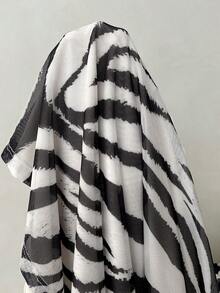 Aloruh 女士性感优雅V领斑马纹修身连衣裙，适合海滩度假 - 彩色 - 查看 10