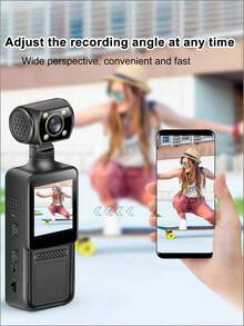 Teckwe Camera mini HD hành động xoay 180 độ, quay vlog, có WiFi, camera đeo trên người, camera thể thao hồng ngoại nhìn đêm, máy quay DV thể thao, người lái xe đạp. - Nhiều màu - Xem 4