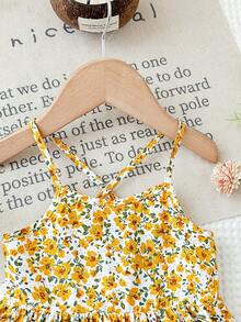 LMoss Kids Baby Girl Cute Ditsy Floral Sleeveless Dress, Summer - Multicolor - View 3